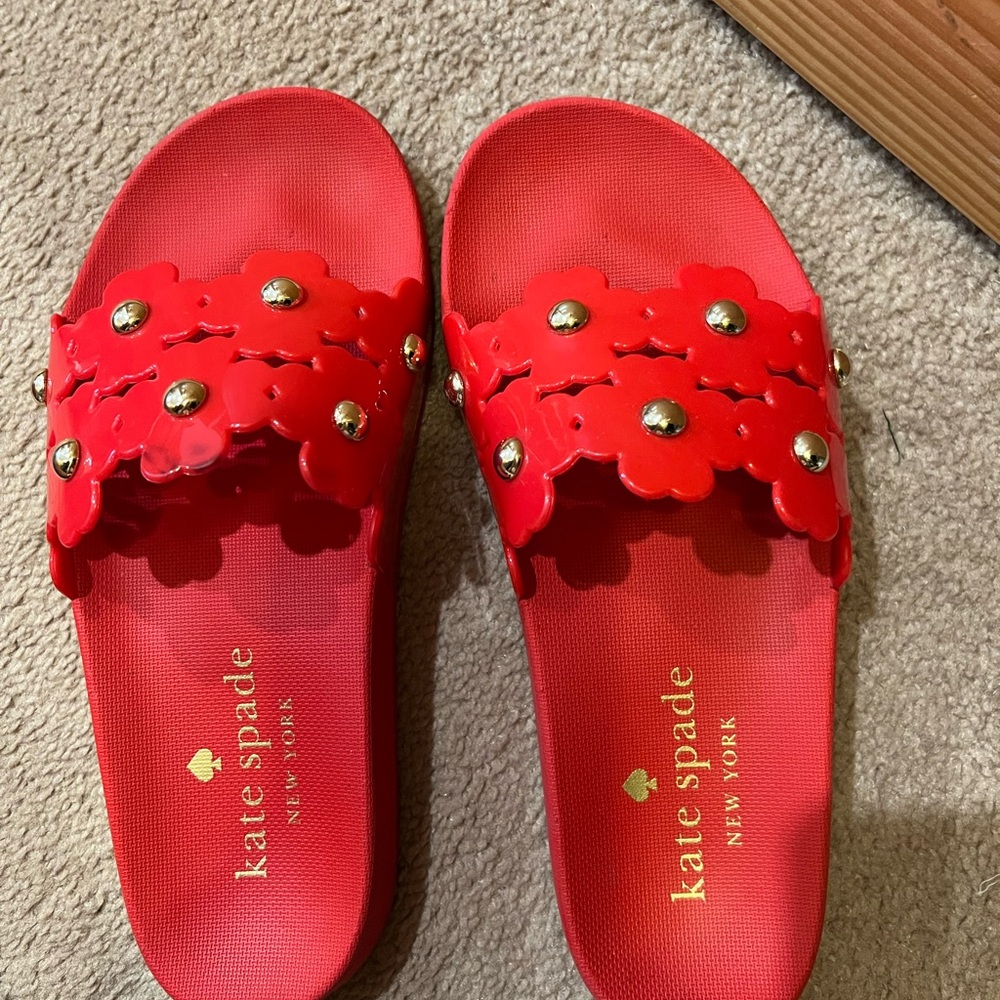 Kate Spade Red Floral Slide Sandals